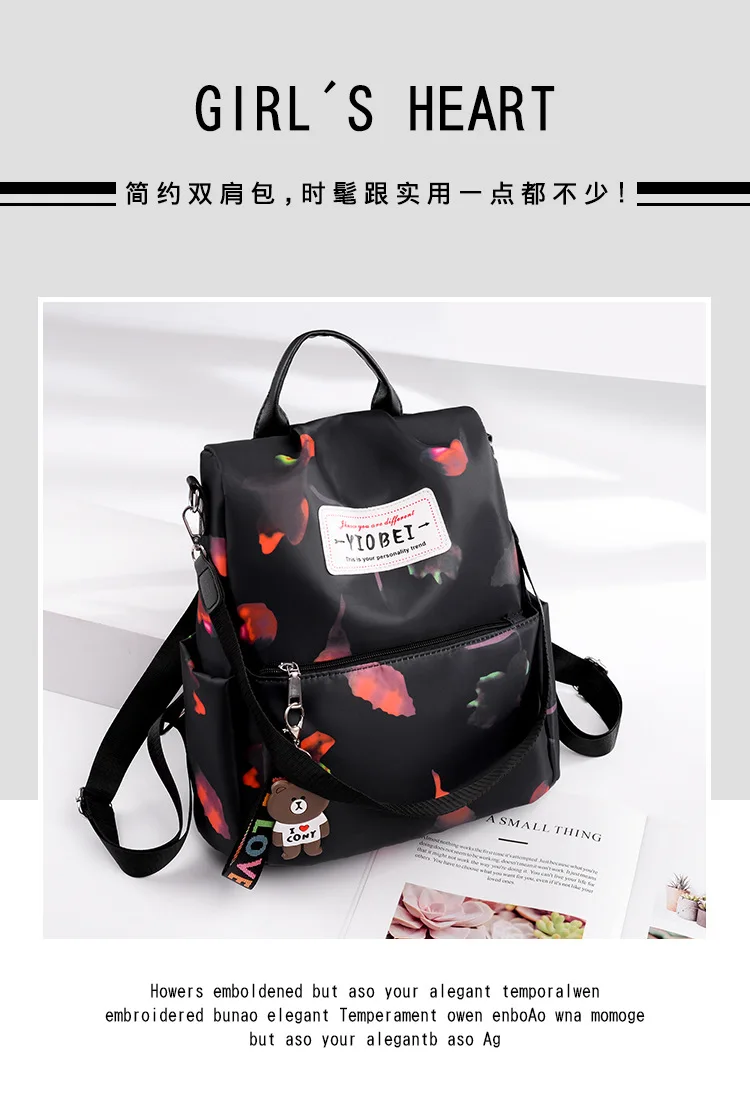 Cross Border New Style Backpack Women's Korean-style Oxford Cloth Schoolbag Anti-Theft Multi-functional Backpack Casual