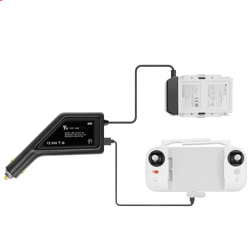 

Xiaomi Fly m fimi X8se Car Mounted Charger Dual Battery Remote Control USB Charging Accessories