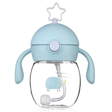 280 мл чашка с соломинкой детская чашка для кормления дети учатся питьевой бутылка для воды, молока с ручкой тренировочная чашка Зеленый