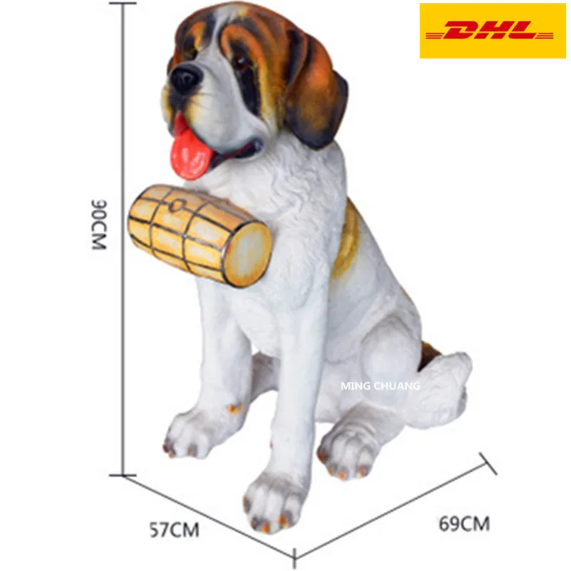 

35" Cute Puppy Statue Saint Bernard|ST. Bernard Bust Full-Length Portrait Resin Action Collectible Model Toy BOX 90CM Z2395