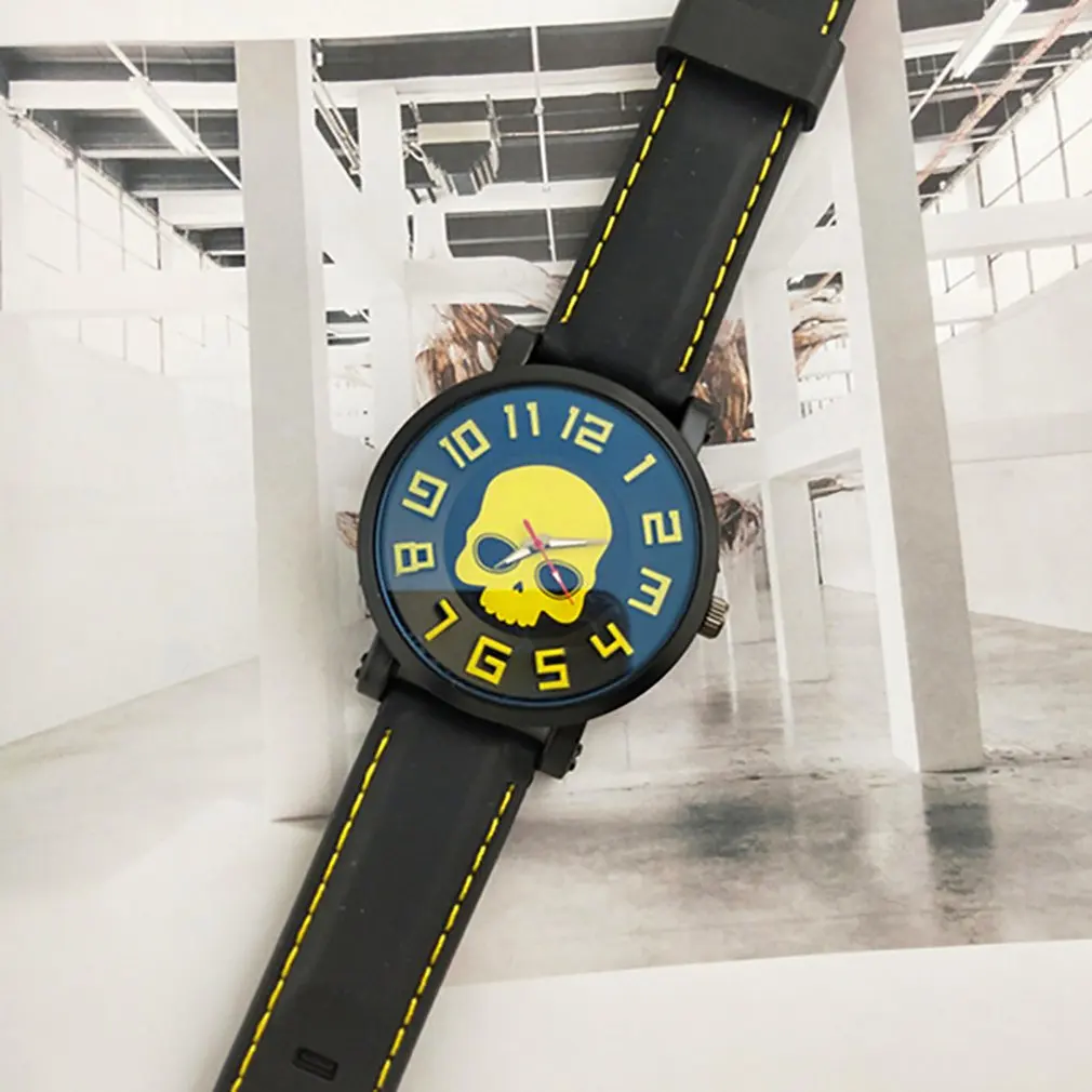 Children Ghost Head Watch Barrel Watch Silicone Band Casual Wristwatch Perfect Gift for Kids Boys Girls
