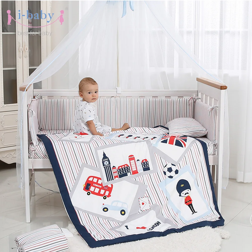 Комплект постельного белья i baby из 9 предметов для детской кроватки хлопковая
