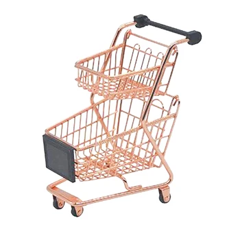 

Hot Double-Deck Shopping Cart Makeup Sponge Holder Drying Rack Beauty Powder Puff Display Stand Makeup Organizer (Rose Gold)