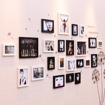 

Modern Simple Living Room Photo Frame Wall Decor Tv Sofa Background Picture Frame Hanging 18pcs Mural Frames with Stickers L