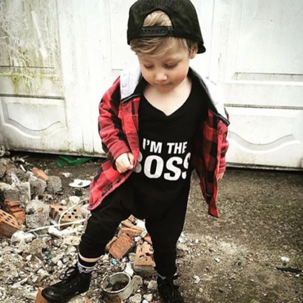 Ropa bebe комбинезон для новорожденного, для малыша, Детские милые для мальчиков и девочек, с надписью «I'm THE BOSS», комбинезон, одежда, удобный комбинезон