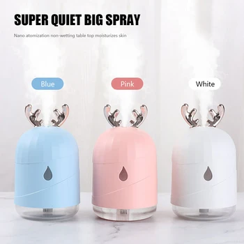 

220ML Cute Antlers Humidifier USB Mini Mute Essential Oil Aromatherapy Mist Maker Aroma Essential Oil Diffuser for Bedroom Car