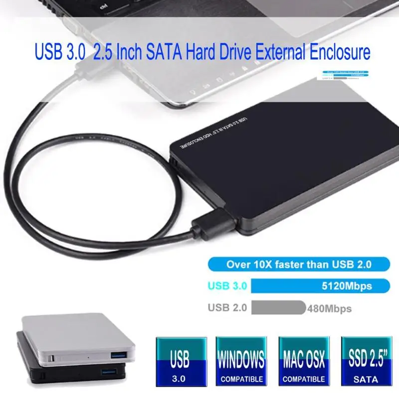 Корпус из алюминиевого сплава USB 3,0 HDD жесткий диск Внешний корпус 2,5 дюймов SATA SSD HDD Мобильный корпус чехол для Windows Mac OS