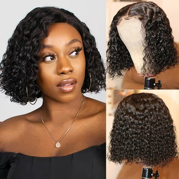 

Curly Bob Wig 13x4 Lace Front Human Hair Wigs Deep Wave Short Bob 4x4 Closure Wig Brazilian Hair For Women Lace Frontal Wigs