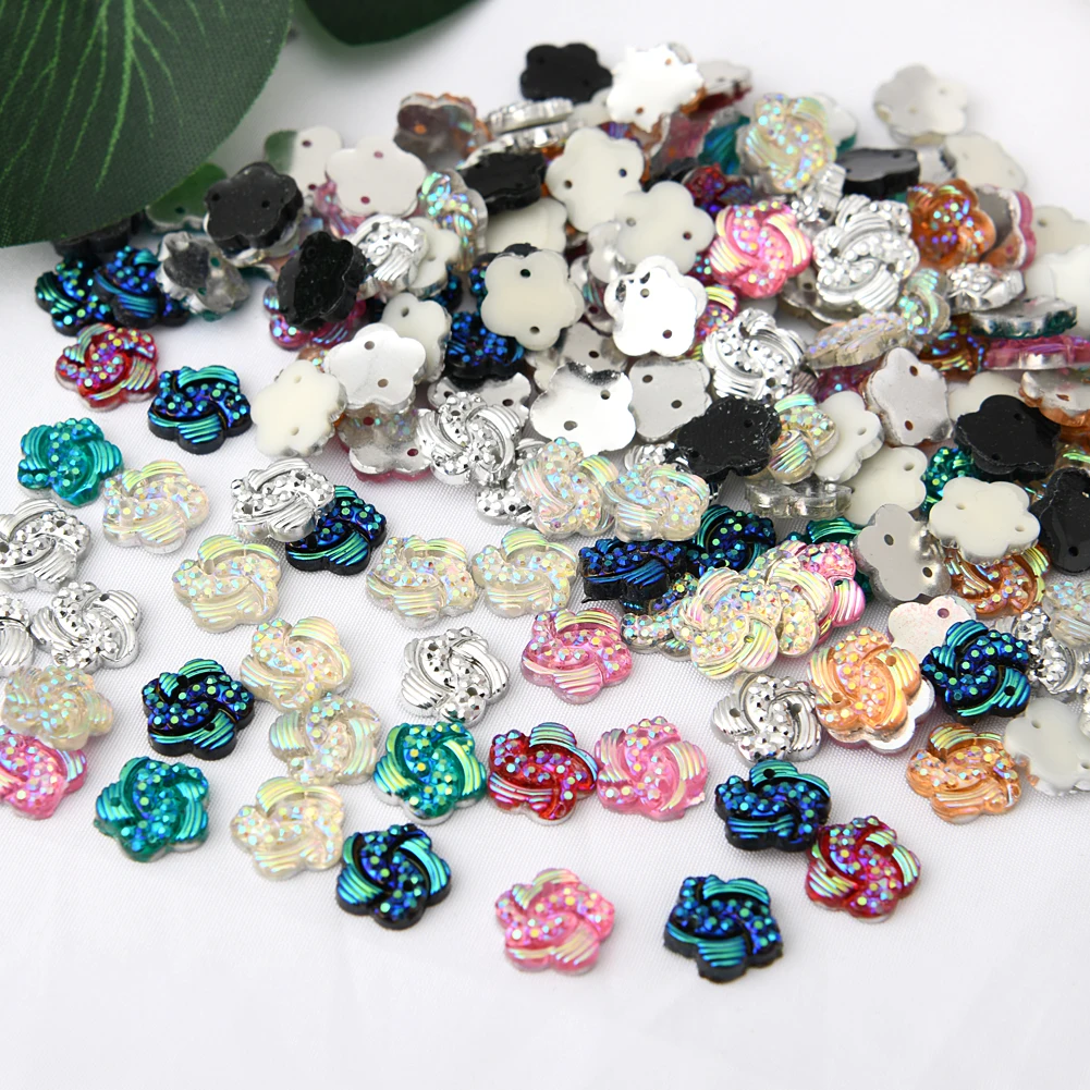 

BOLIAO 60Pcs 10*10mm Flower Shape AB Color Resin Contains Flat Back Sew on Clothes/Bags Earring Accessories Decoration R251
