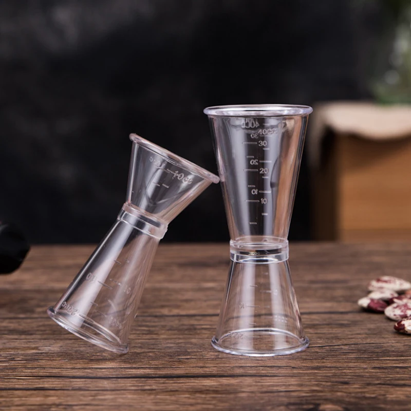 S/L Jigger, Одноместный двойной стакан для коктейля, вина, мерная чашка для бара, вечерние, кафе, дома, прозрачный пластиковый градуированный мерный стакан