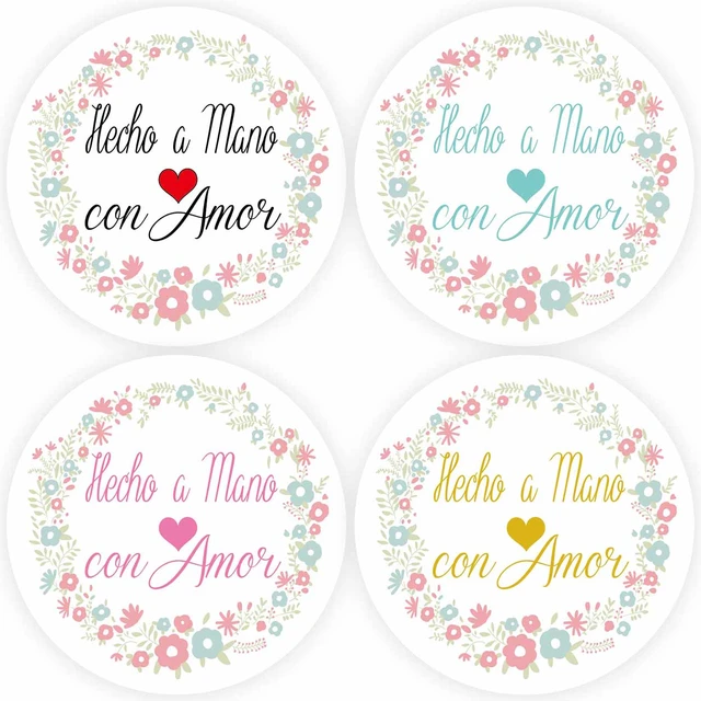 DouxArt 100 Pieces Stickers Hecho a Mano con Amor , 4cm Garland Favors  Labels for Wedding Baptism Communion Decoration Gift Box - AliExpress