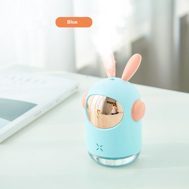 Blue Space Bunny Humidifier 350ml Cute Rabbit Ultrasonic Cool Mist Maker Aroma Air Oil Diffuser Romantic Color LED Lamp Humidificador - Цвет: Blue