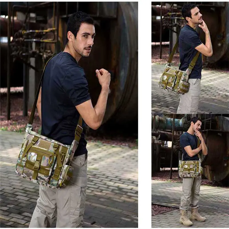 14 Inch Laptop schoudertas mannen Rugzak A4 Document Tactische Militaire Molle Messenger Sport Crosscody Zakken Sling Pack