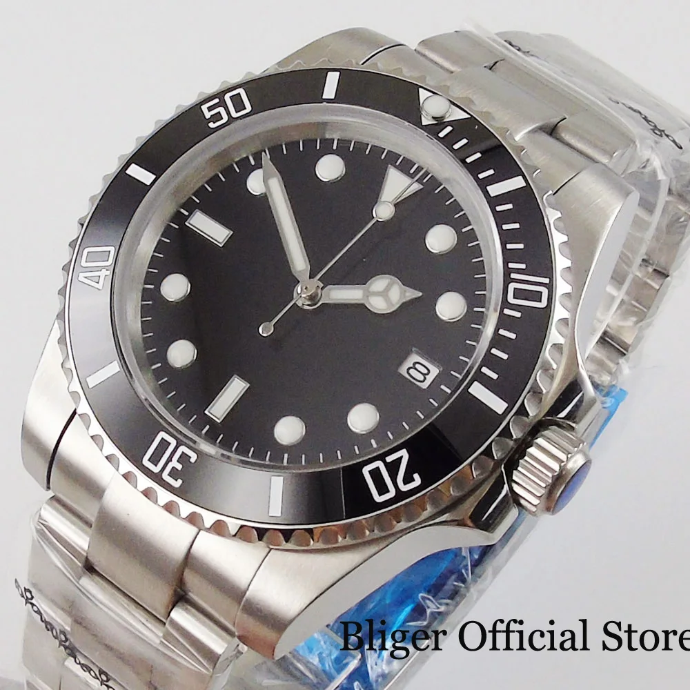 

New BLIGER 36mm NH35A Automatic Mens Watch Flat Sapphire Glass Stainless Steel Bracelet Brushed Oyster Luminous 2022