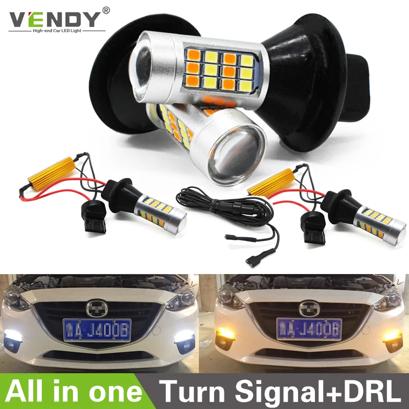 1 комплект светодиодный поворотник светильник + DRL двойной режим WY21W PY21W BAU15S P21W BA15S