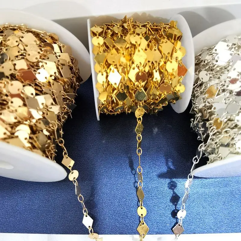 

1meter Copper Round Square Disc Chains For Bracelet Necklace Material Lot Chain Wholesale Jewelry Making Findings DIY Supplies