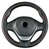 38cm Top Layer Cowhide Soft Genuine Leather Braid Steering Wheel Cover Black Double Line Hand-stitched With Needle Thread ► Photo 2/6