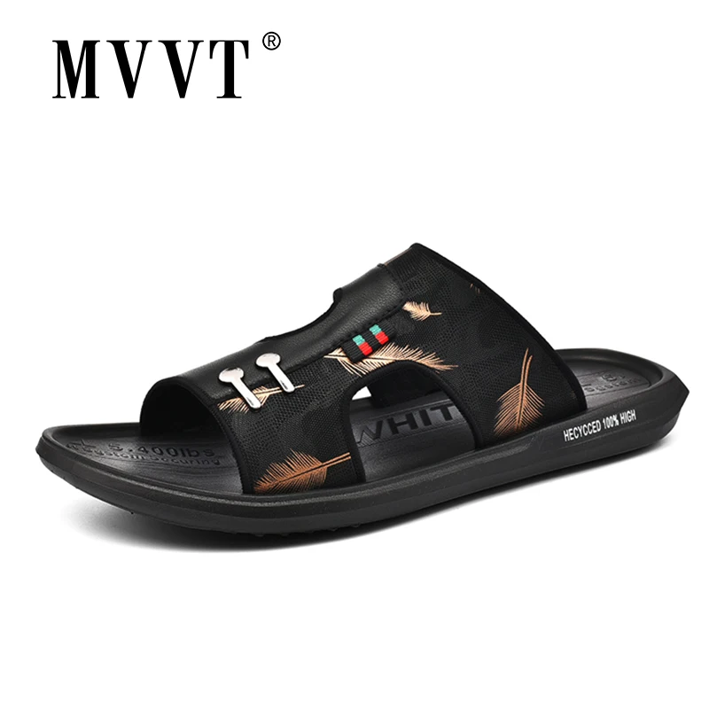 Platform Sandals Shoes Flip-Flops Men Slippers Fashion Woven Mesh Print Summer