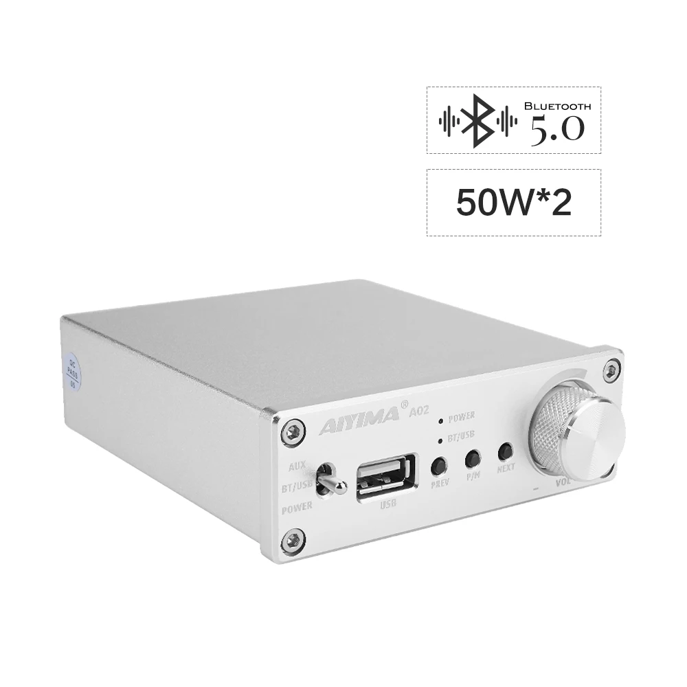 AIYIMA Amplificador Audio TPA3116 Bluetooth 5,0 усилитель мощности стерео цифровой DIY усилитель звука 50Wx2 домашний мини-усилитель