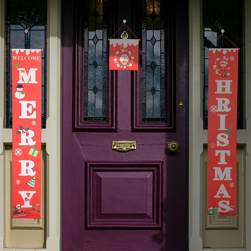 Рождественская гирлянда, баннер, знак крыльца, Рождественская дверь, семейные вечерние украшения, товары для праздника
