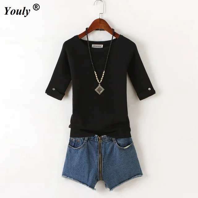 Pullover Sweater Ice Cotton knit Tops women 2022 Autumn Casual Tees Shirt ladies Round Neck slim winter Bottoming tops Black