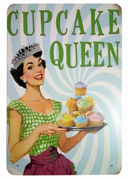 

Cupcake Queen Home Decor Metal Tin Sign Wall Decorative Sign 8 x 12
