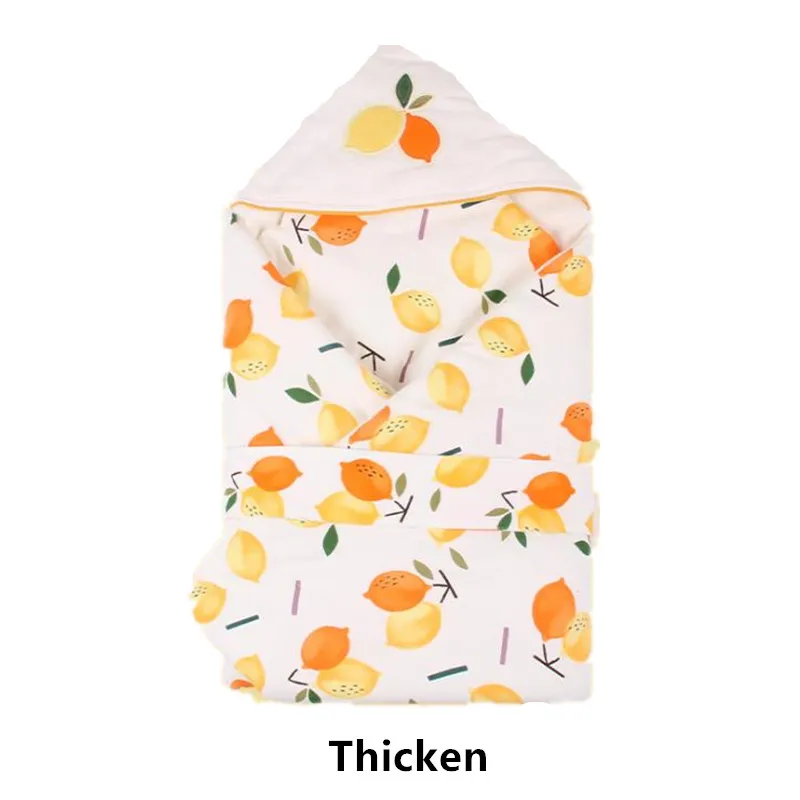 Thicken Теплое детское одеяло мягкий детский спальный мешок для ног хлопок с капюшоном конверт для новорожденных пеленания обертывание коляска аксессуары спальные мешки - Цвет: Thicken
