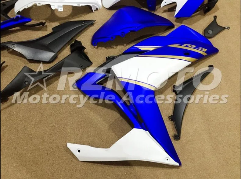 Стиль ABS литьевая форма мотоцикл Обтекатели подходит для YAMAHA R3 R25- 15-19 обтекатель кузова набор на заказ синий белый