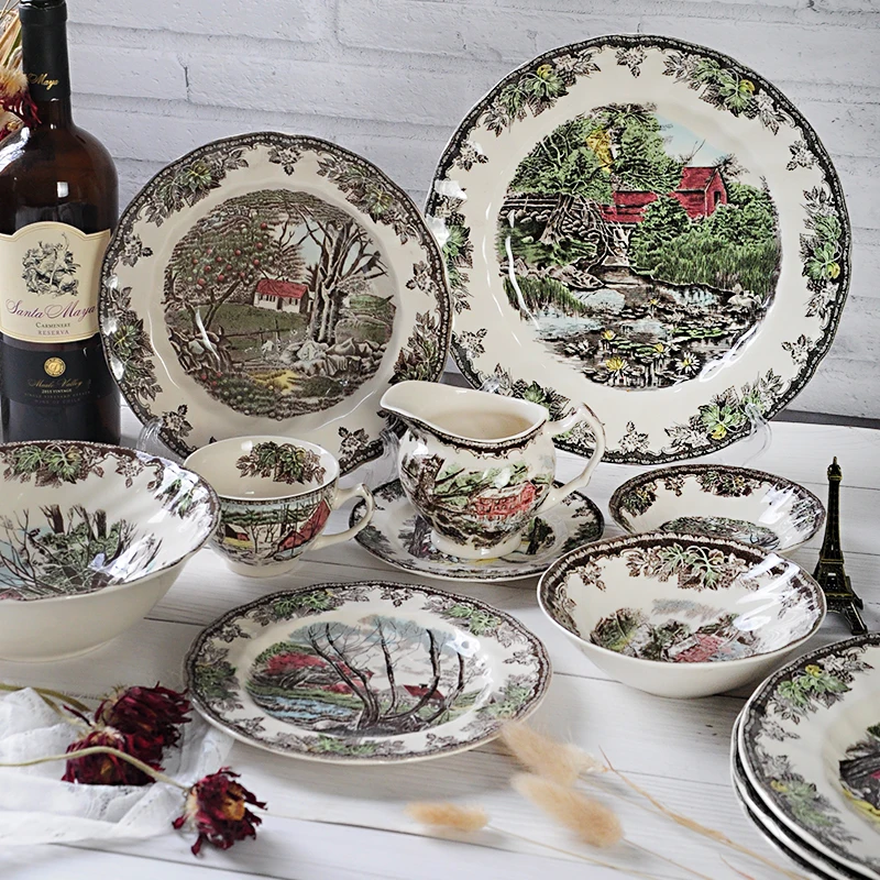 British European pastoral Nordic ceramic western tableware steak plate dinner plate dinner household serving platter