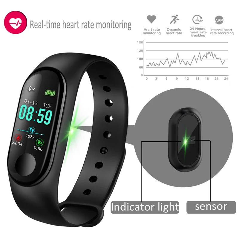 Smart Bracelet Running Watch Heart Rate Health Waterproof Bluetooth Wristband Unisex Sport watches Men Sleep Monitor Pedometer