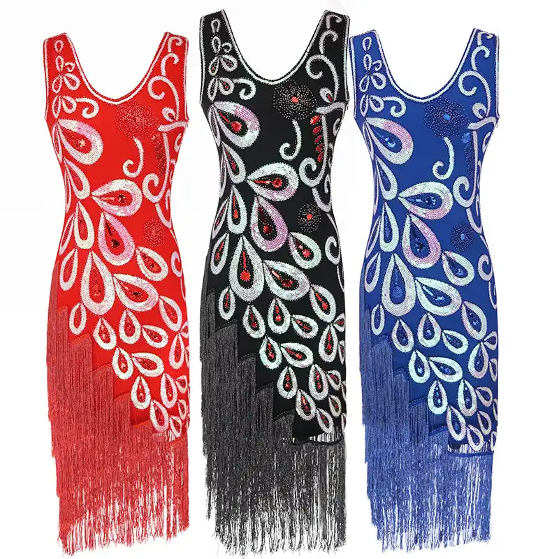 peacock sequin dress