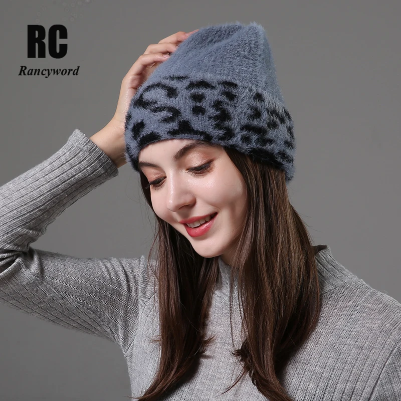 [Rancyword] Winter Hats For Women Wool Knitted Angora Hat Beanies Female Warm Rabbit Fur Skullies Beanie Girl 2020 RC2079 | Аксессуары