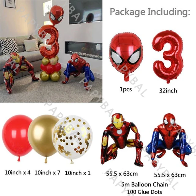 Ballon Spiderman Chiffre Or Anniversaire - Avengers 