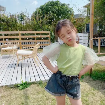 

2020 New Arrival Girls Patchwork T-Shirt Cotton Summer Girls Top 2-8t QA608