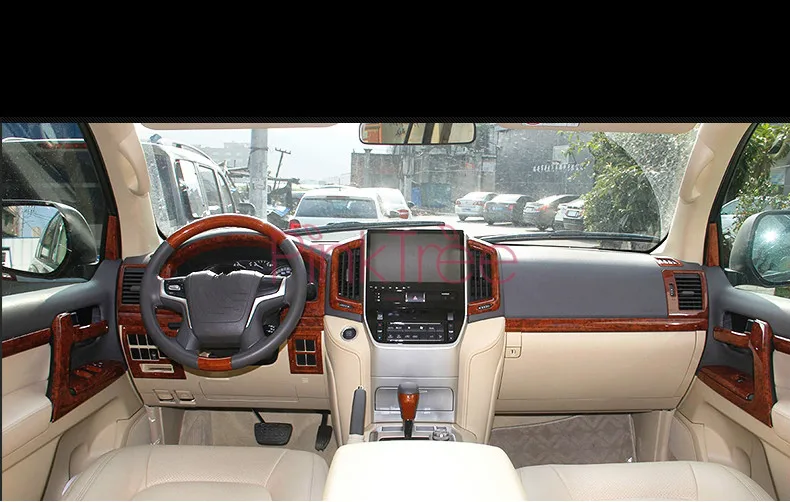 33 pieces For Toyota Land Cruiser 200 Interior Wooden Decoration Cover Door Panel Dashboard Trim Car Styling Accessory
