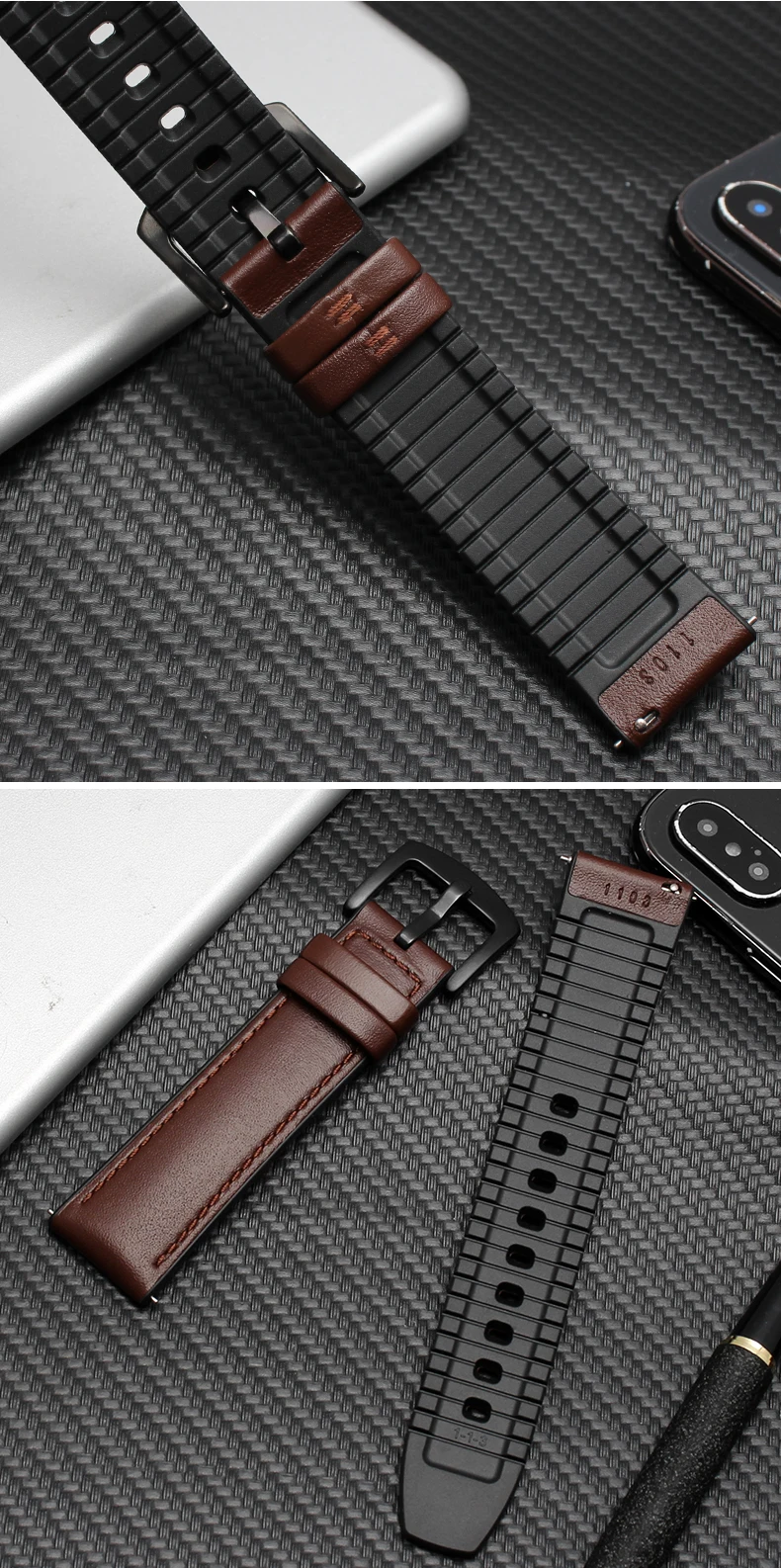 22 мм кожаный браслет для huawei Watch GT magic watch 2pro Смарт-часы в деловом стиле Замена 2 в 1 кожаный силиконовый ремешок