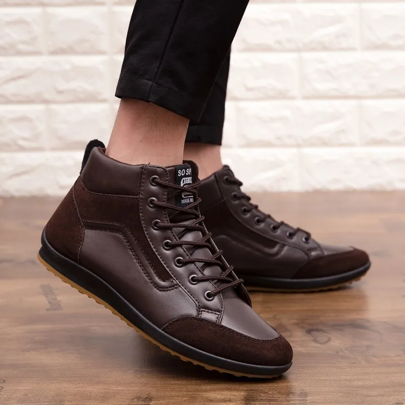 Niceest Men Warm Comfortable Casual Boots Fashion High Quality Pu Leather Lace-up Ankle Boots Wear-resisting Male Shoes XX-518-2