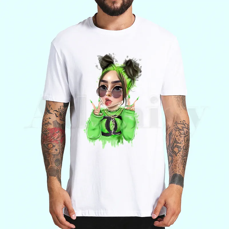 B Billie Eilish, новинка, Harajuku, Мужская футболка с принтом, футболки, мужские топы, хип-хоп стиль, Повседневная забавная футболка - Цвет: B
