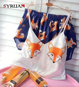 

Syruan 2020 Silk Sexy Pijamas Girls Sleepwear Unicorn Pajamas for Woman Satin Home Suit Summer Pyjama Femme V Neck