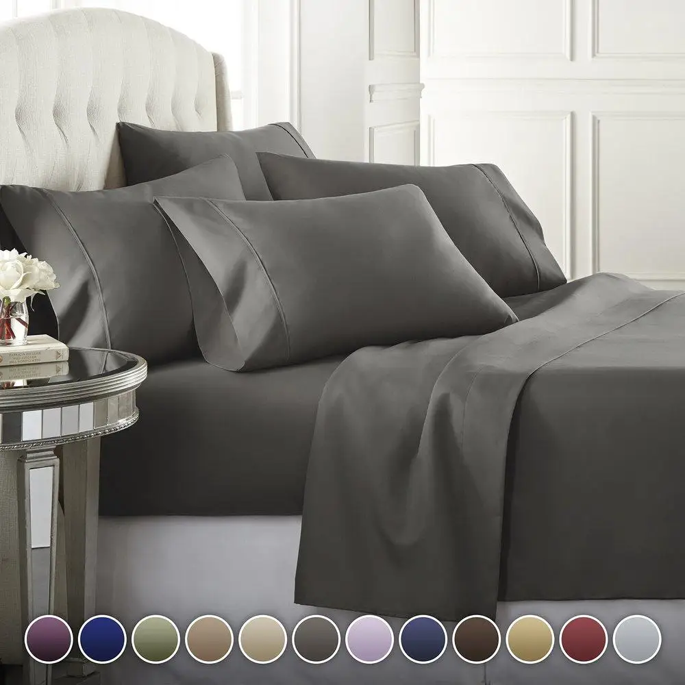 50Simple Egyptian Cotton Bedding Set Luxury Double Bed Sheet Cover King Solid Linen Bedspread on Fitted | Дом и сад