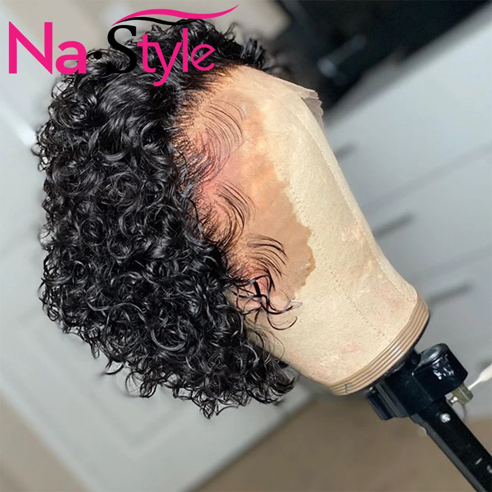 Pixie Cut Wig For Women Pixie Wig Human Hair Pre Plucked Bleached Knots Short Water Wave Bob T