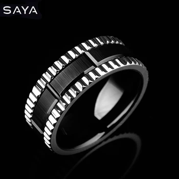 

Men Tungsten Wedding Rings, 8MM Width Black Band Brushed, Customized