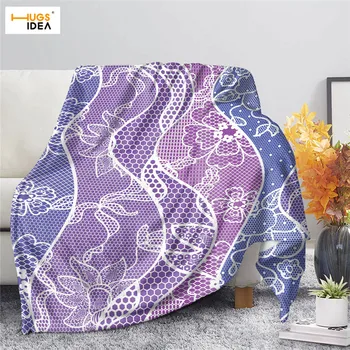 

HUGSIDEA Lace Pattern Sofa Blanket Super Soft Flannel Fleece Blanket Spring Keep Warm Polyester Blanket Throw Blanket