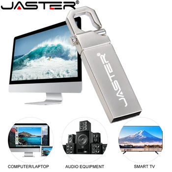 

JASTER Metal key chain USB2.0 flash drive memory stick Custom logo pen drive 16GB 32GB 64GB 128GB climbing button carabiner gift