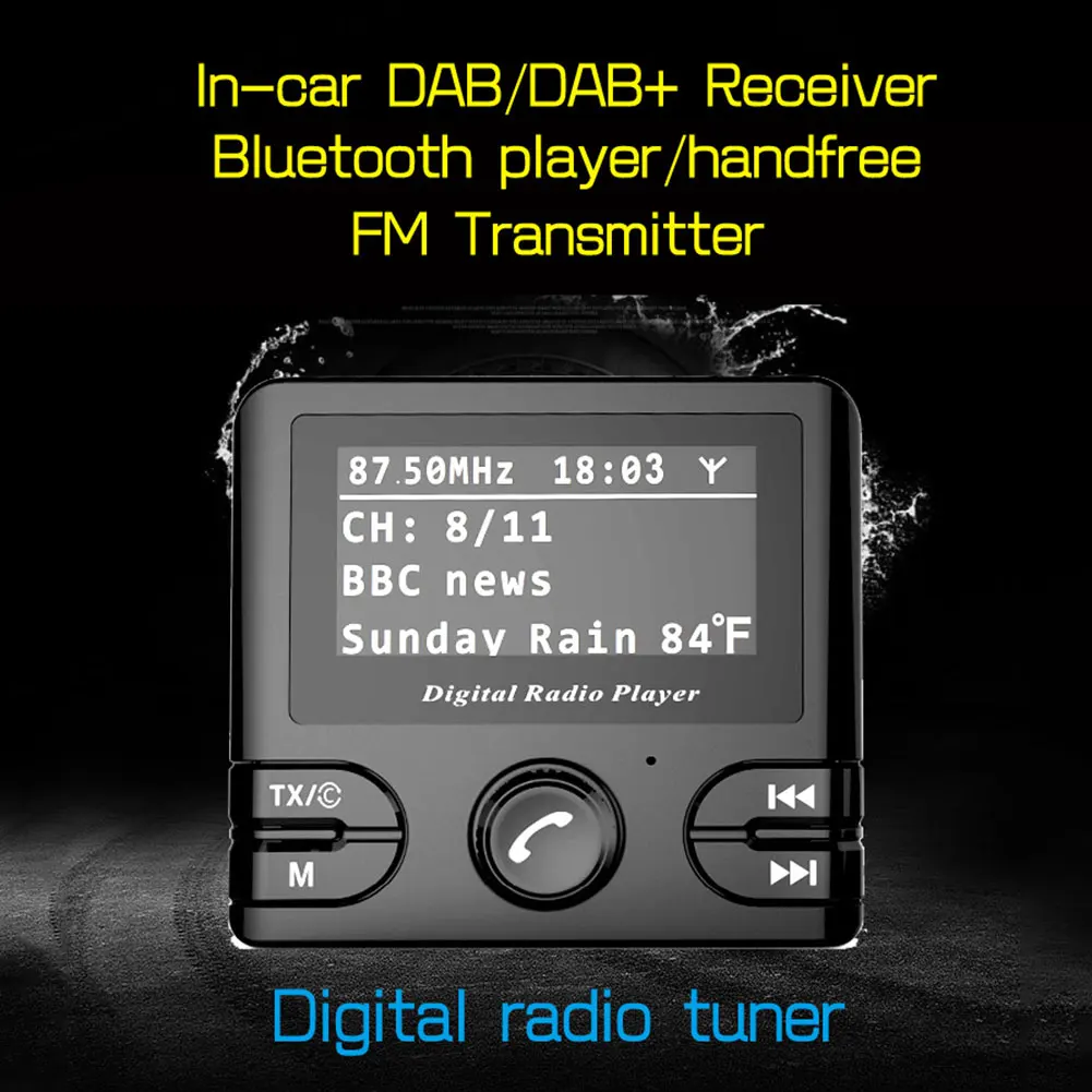 Автомобильный цифровой радиостанция DAB адаптер ресивер FM-передатчик Bluetooth потокового воспроизведения музыки