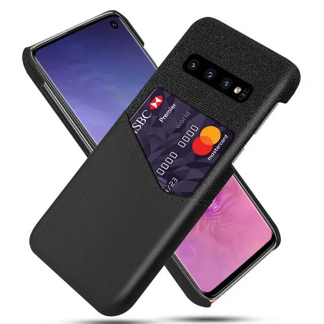 Слот для карт из искусственной кожи Бизнес чехол для samsung Galaxy S10 S9 S8 Plus Note 9 8 A6 A7 A8 A7 A9 A3 A5 A7 J3 J5 J7 - Color: Black