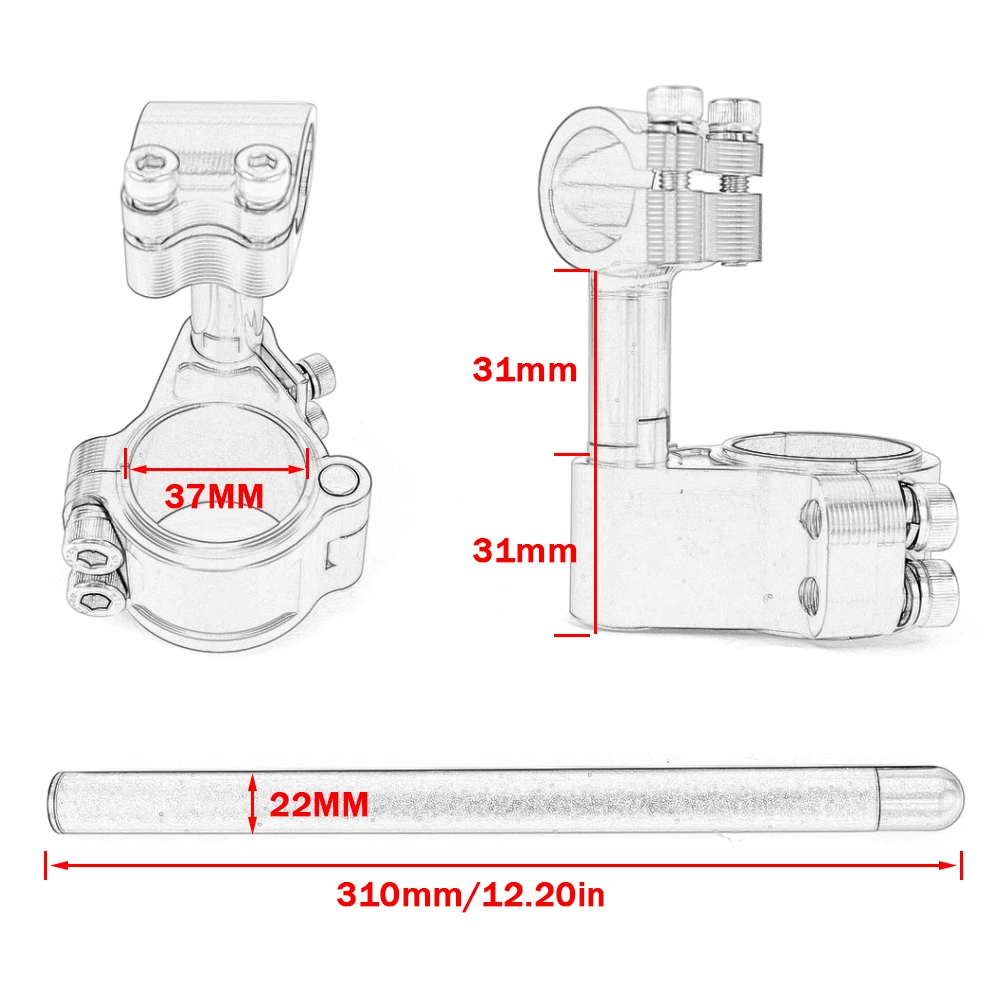 Rehausseur Guidon Moto CNC 37mm/45mm/51mm/52mm/58mm - Aluminium 6061 Réglable Pour Sport Bike - Noir