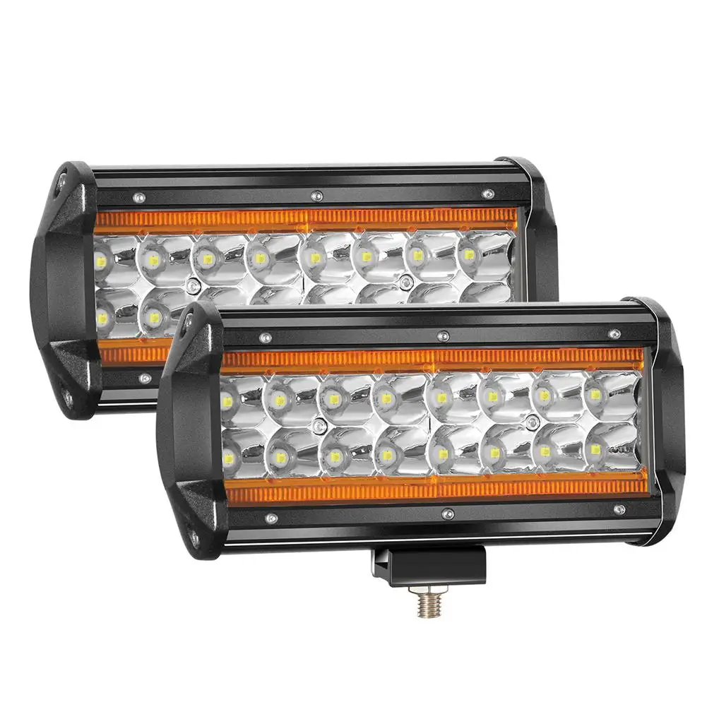 Car Working Lamp 2PCS 7Inch LED Light Bar Marker Lights 240W 24000LM 3000K+6000K Led Driving Lights DC 9-30V Fog Lights
