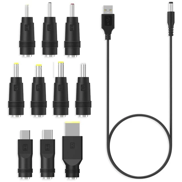 Universal Hohlstecker 5V USB Kabel auf DC Stecker Adapterkabel 5,5x2,1mm zu  10 Stecker: 5,5x2,5mm / 4,8x1,7mm / 4,0x1,7mm / 4,0x1,35mm / 3,5x1,35mm /  3,0x1,0mm / 2,5x0,7mm / Type-C, Micro/ Mini-USB: : Computer