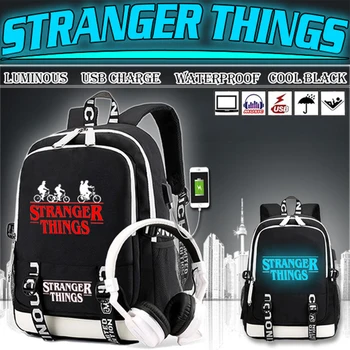 

BPZMD Luminous Bag Multifunction USB Charging Stranger Things Travel Canvas Student Backpack For Teenagers Boys Girls School Bag